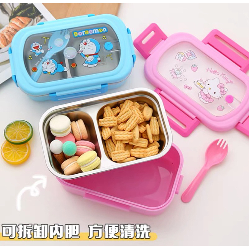 kotak makan stainless dino/kotak makan stainless unicorn/kotak makn stainless 2 sekat