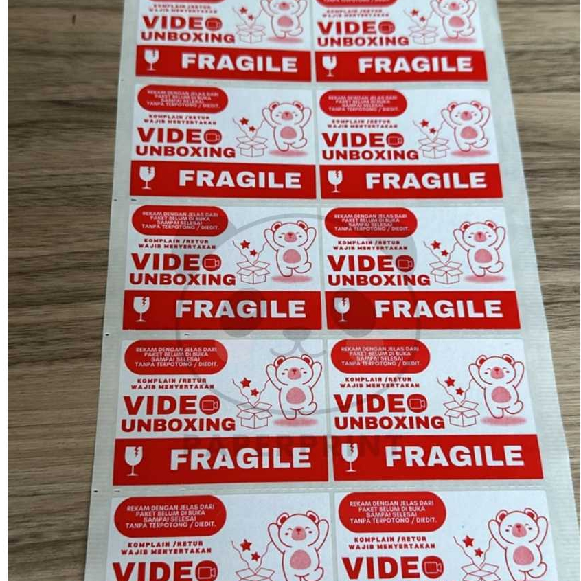 

STICKER FRAGILE UNBOXING BEAR LANDSCAPE Paket Unboxing Label