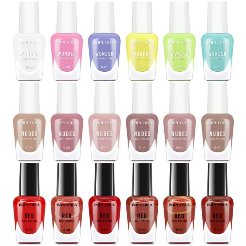 ❤ CESSHOP ❤ Implora Nail Polish Nude Red Wonder Hitam Bening (Kutek NON Peel Off)