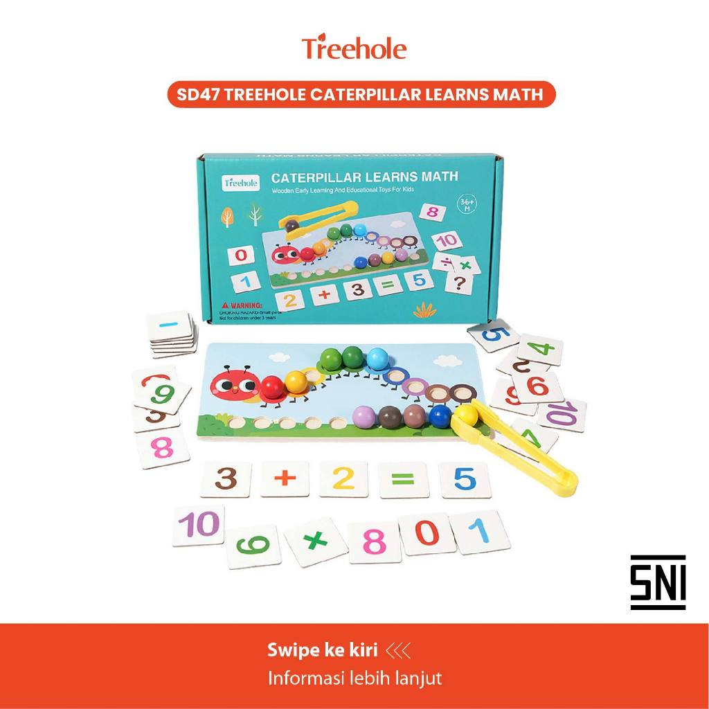 TREEHOLE CATERPILLAR LEARNS MATH / Mainan belajar angka / Mainan Berhitung / Mainan Matematika