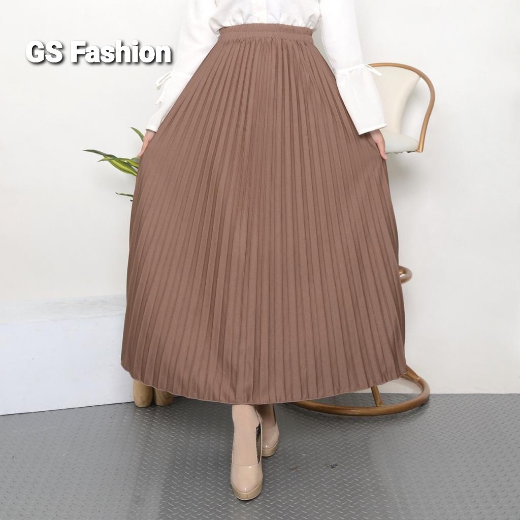 ROK PLISKET PREMIUM / ROK REMPEL / ROK MAYUNG PLISKET / WARNA Brown Milo