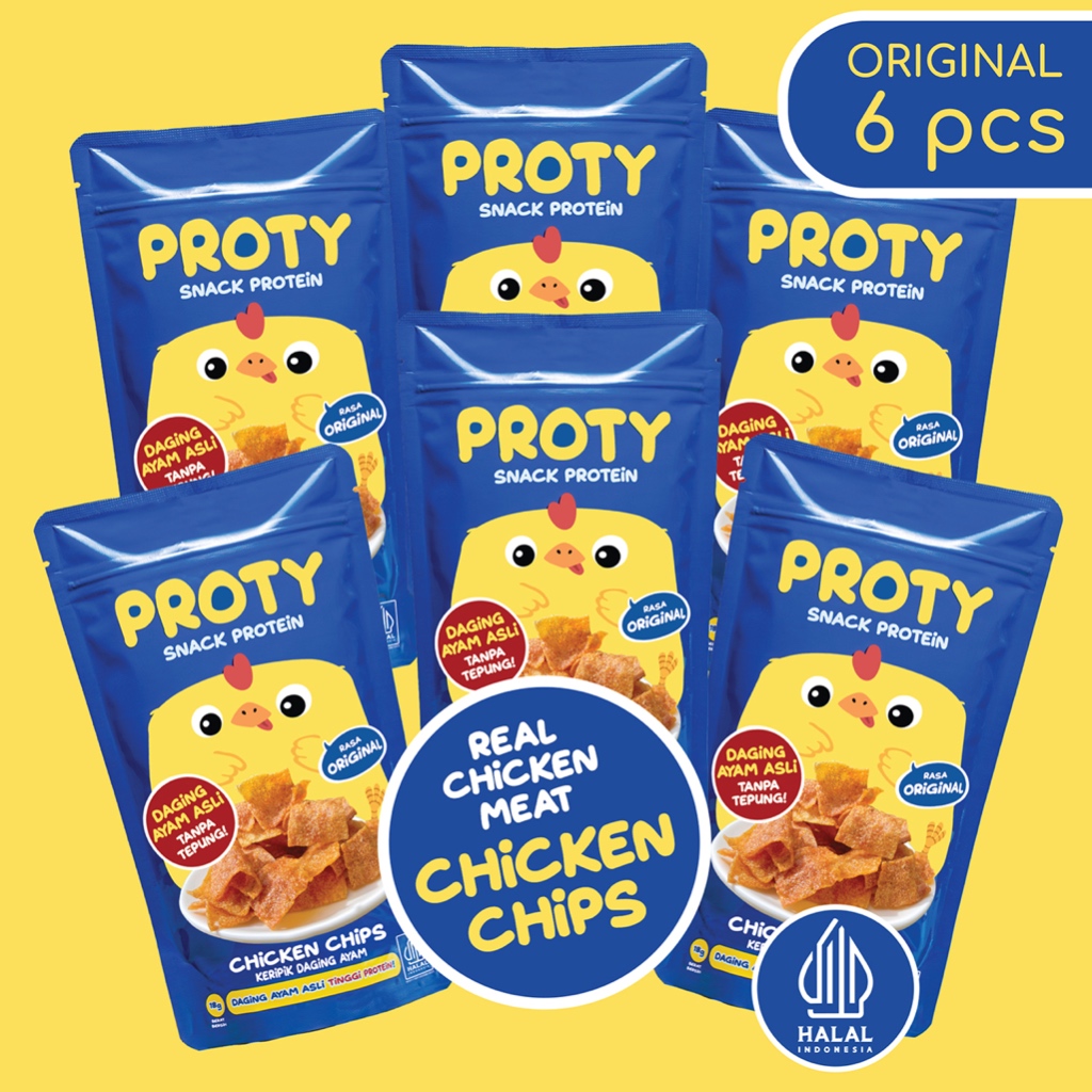 

PROTY Snack Anak Sehat Chicken Chips Original (Bundle 6 pcs) Tinggi Protein - Keripik Daging Ayam