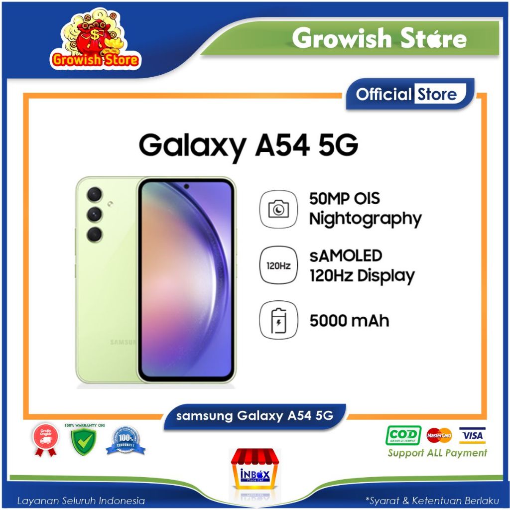 Samsung A54 5G 8/128 | 8/256 Android 13, Super AMOLED - Garansi Resmi