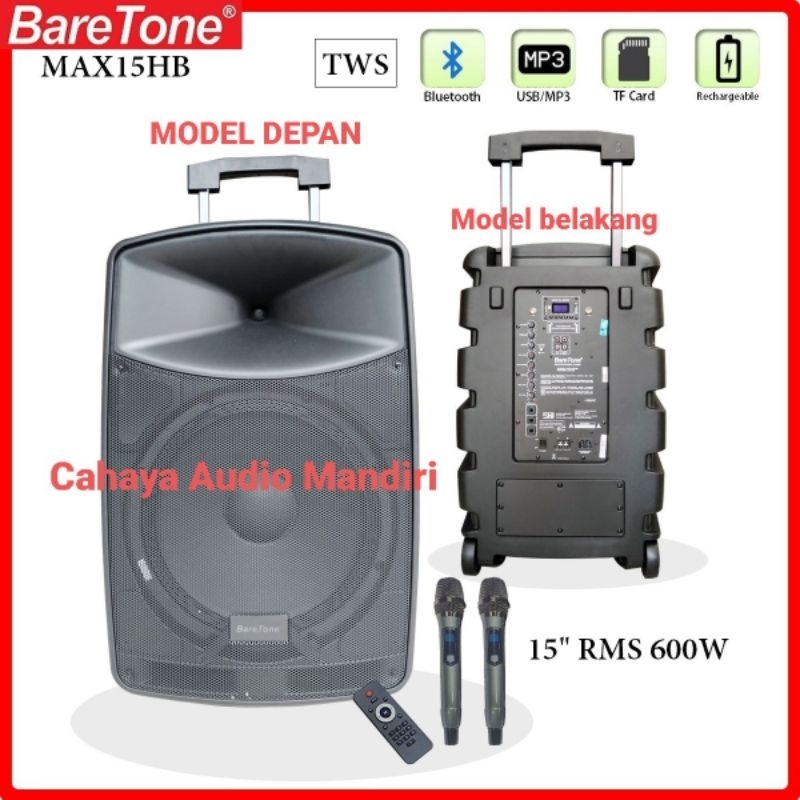 speaker portable baretone Max15HB 600watt original baretone