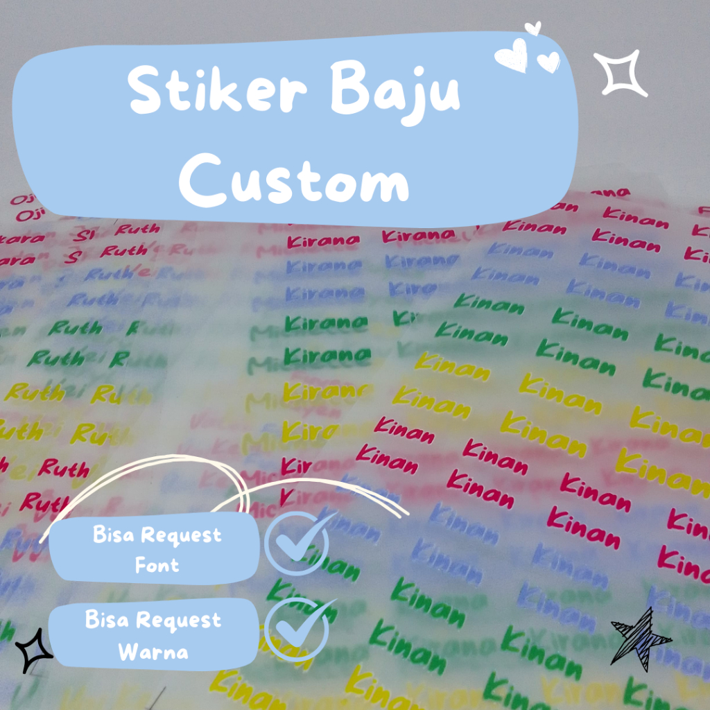 

Stiker Label Baju Nama Label Sticker Iron on Sticker Baju Sablon Setrika Nama