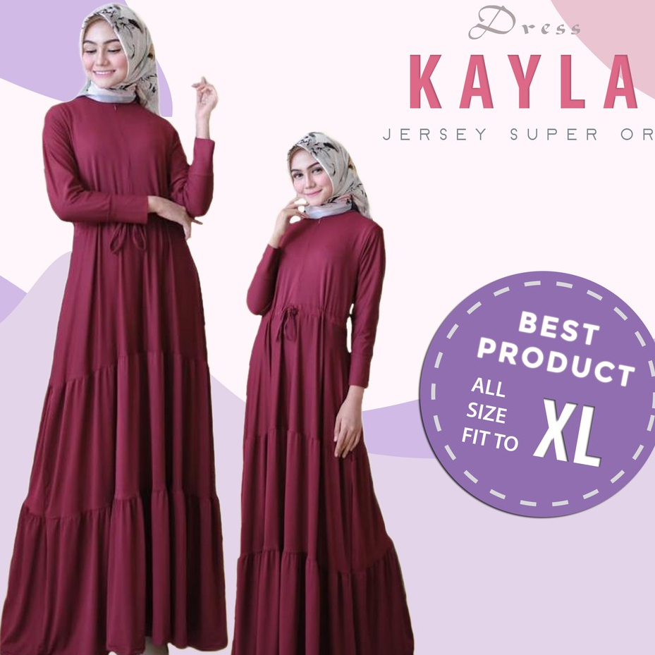 Dress Canda Rempel Susun Serut XL - Dress Jumbo - Gamis Syari Jersey Super Original Grade A