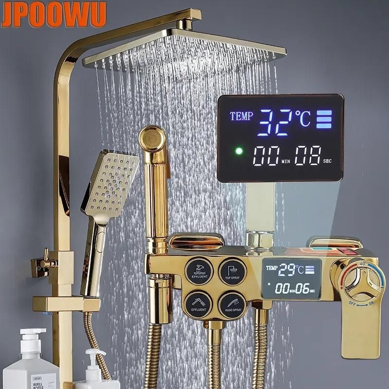 Shower Gold Digital dengan Tombol Suhu Shower Gold Minimalis Modern Shower Emas Murah Shower Gold Mu