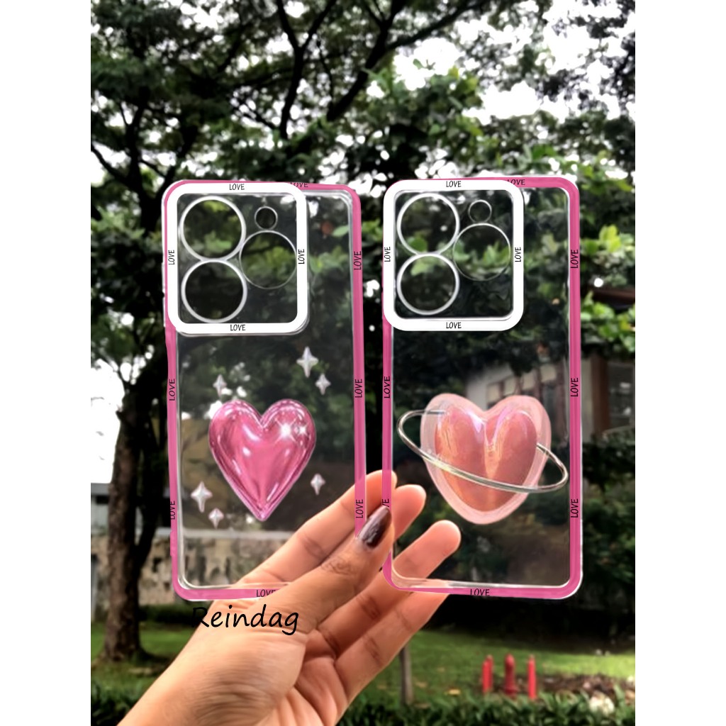 clear case bening hp untuk infinixx smart 8 - softcase casing bening transparan motif love aesthetic