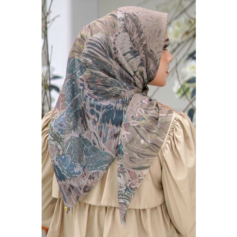 Buttonscarves Farsha Khaki voal square NEW