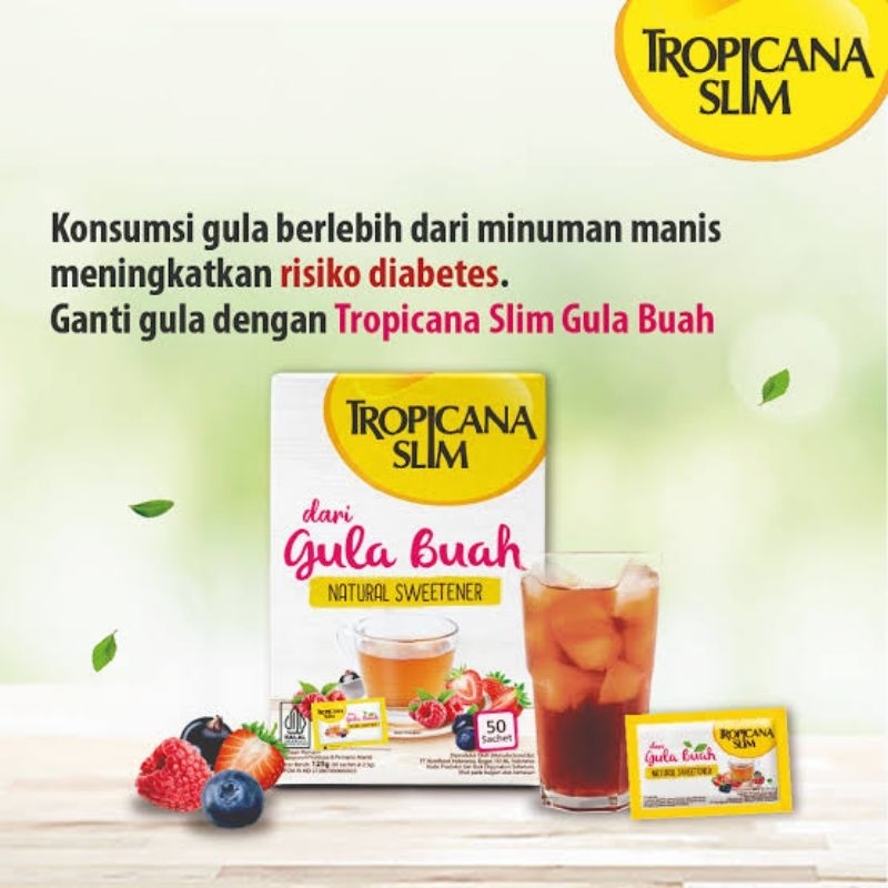 

Tropicana Slim Gula Buah Natural Sweetener Isi 50 Sachet @2.5gr