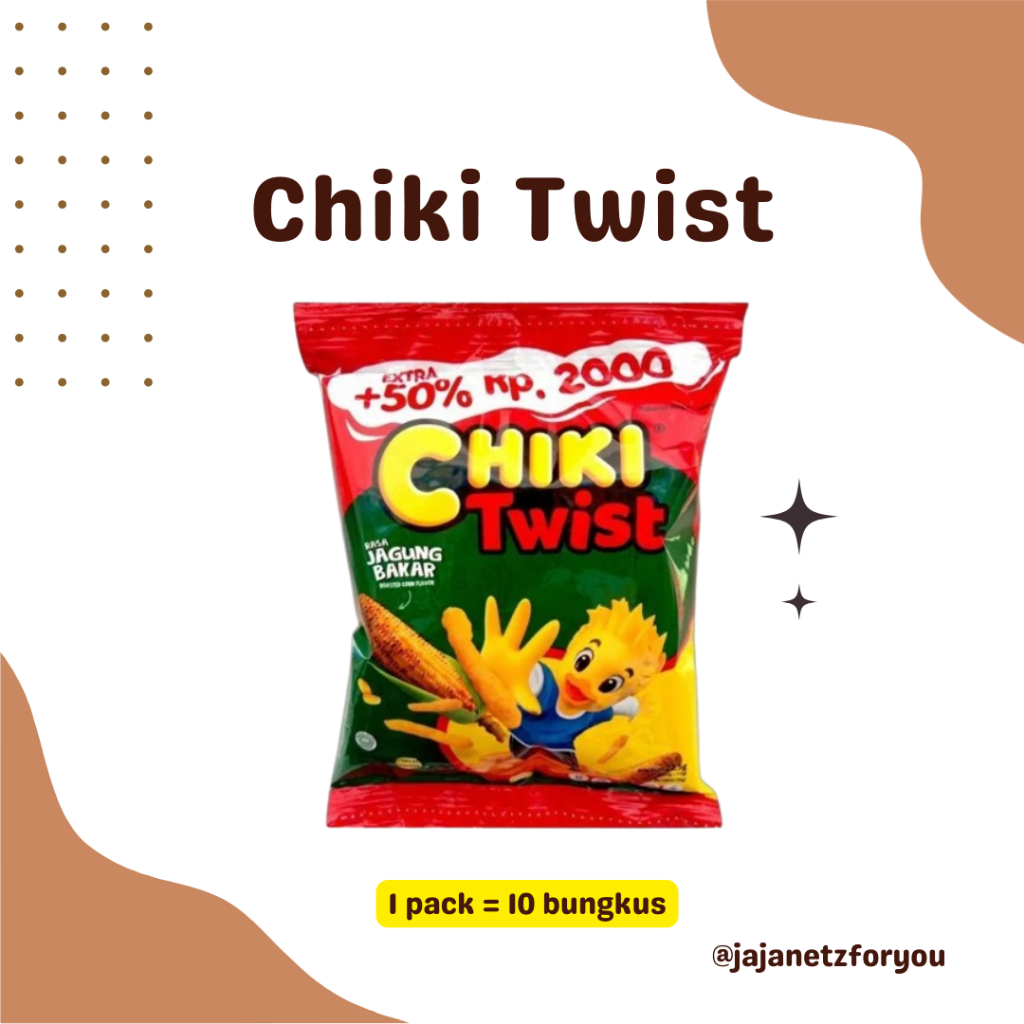 

Snack Chiki Twist 2000an Rasa Jagung Bakar (1 pack/renceng = 10cs x 15gr)