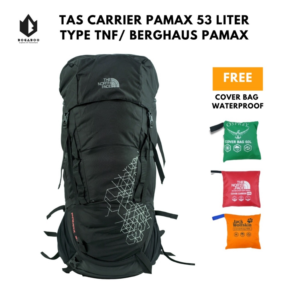 [BISA COD] Tas Gunung Carrier Pamax 53 Liter Single Frame Aluminium + Coverbag Waterproof