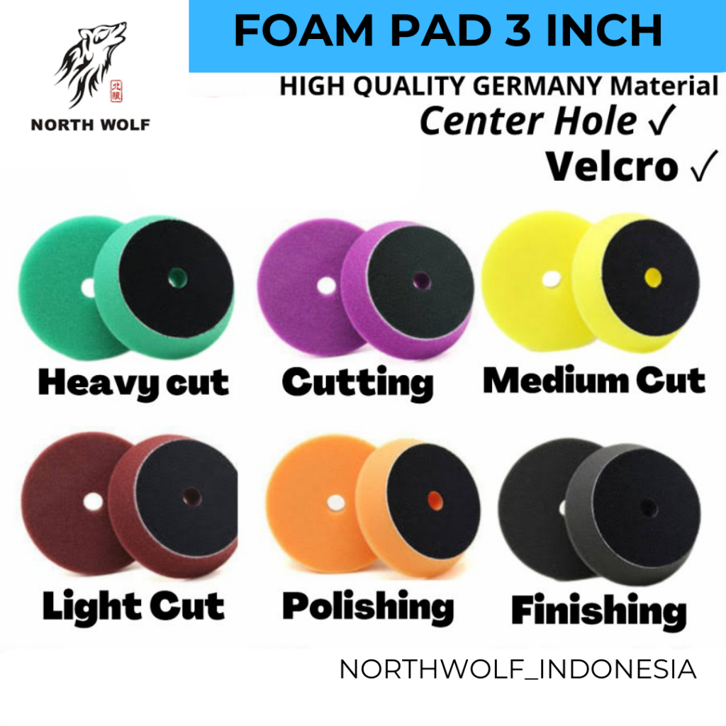 CN [ NORTHWOLF INDONESIA ] NORTH WOLF Thin Pad busa Mesin Poles mobil 3 inch Foam north wolf 3inch