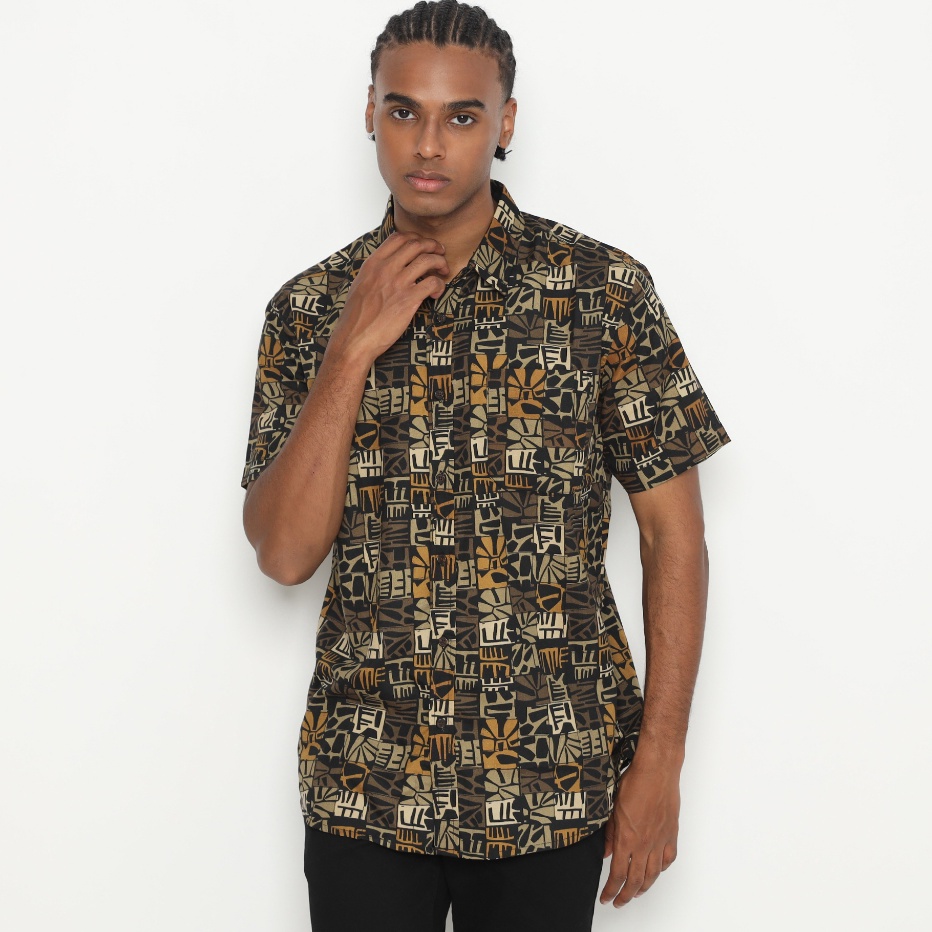 FSASH SALE POLICE Kemeja Abstrak Printing Cotton Soft Regular Fit Pria