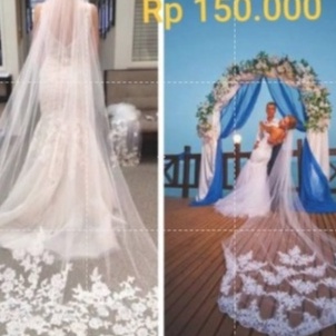 Spesial Diskon  veil pengantin slayer wedding 35 meter brokat putih