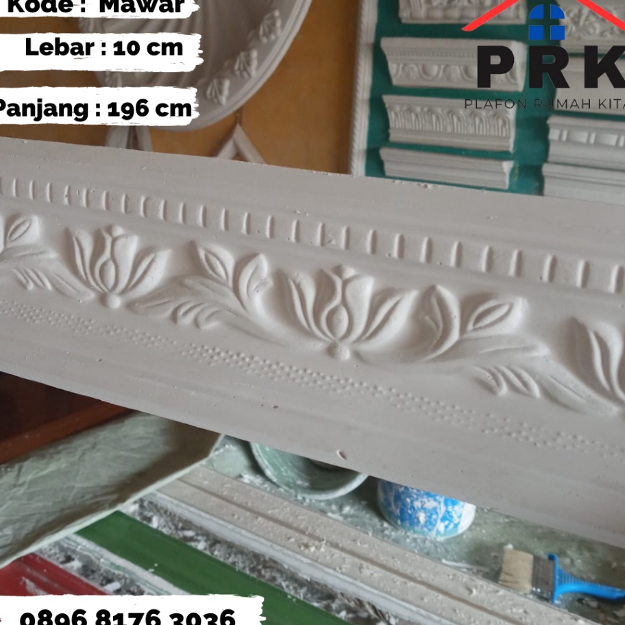 Lis List Gypsum Gipsum Motif Mawar lebar 1cm Plafon ornament dekoratif untuk Interior Plafond hiasan