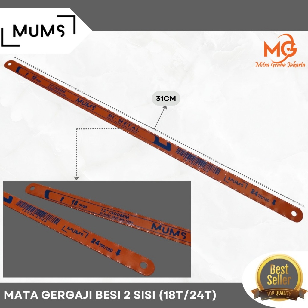 Mata Gergaji Besi 2 Sisi 2 Way 18T - 24T 12" Inch Bolak-Balik TERMURAH MGJ