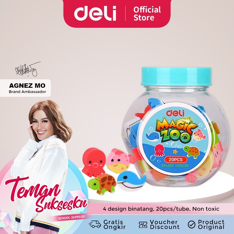 

Eraser Deli Eraser bunga, buah & toples 20pcs Penghapus Animasi