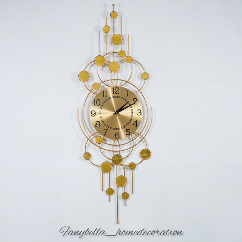 Jam Dinding Aesthetic Ruang Tamu Emas Gold Bulat Besar Ruang Tamu Kreatif Dekorasi Hiasan Rumah