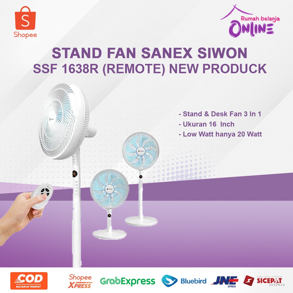 STAND FAN SANEX SIWON (REMOTE)  KIPAS BERDIRI SANEX REMOTE SSF 1638R STAND FAN REMOTE SANEX KIPAS BE