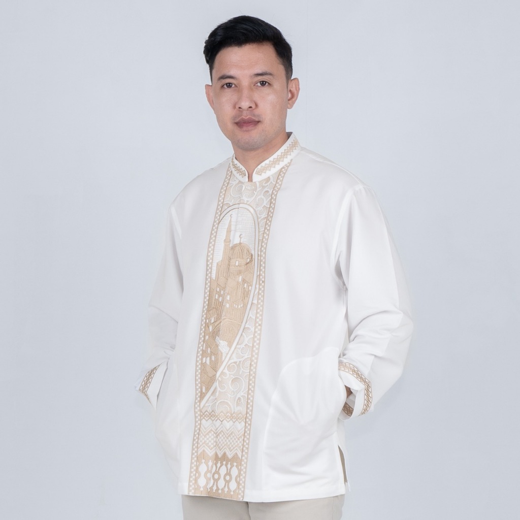 ORIGINAL BENHILL TAQWA KOKO BORDIR PRIA PANJANG OFF WHITE 2419-2494-95