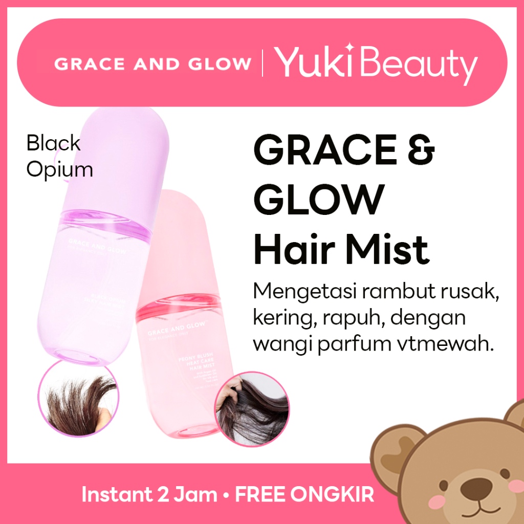 [Manado] Grace and Glow Black Opium Perfume Hair Mist - Parfum Rambut Spray untuk Rambut Kering dan Bercabang with Golden Marula + Olive Oil