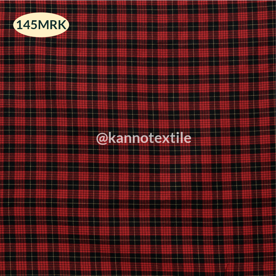 PAKET Kain Kotak Yarndyed 145 Merah Kecil 50 Meter