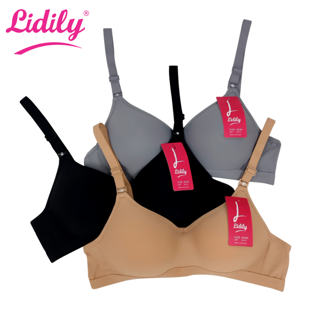 Lidily - Bra Seamless Silky Soft | BH Tanpa Kawat CUP 3/4 | 3 Kaitan BH Busa Tanpa Kawat DDB116