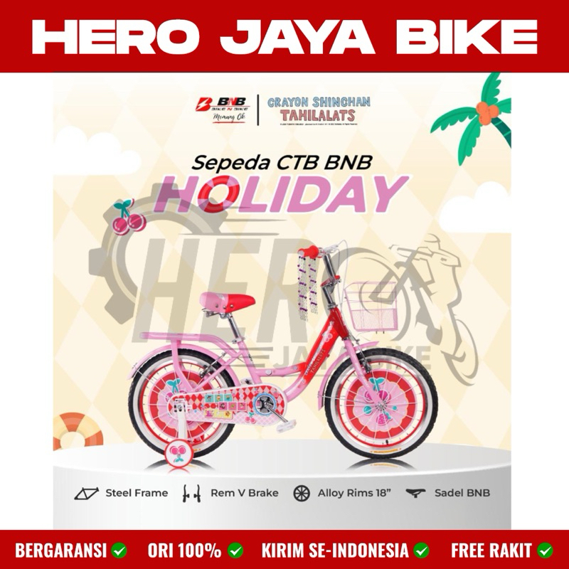 Sepeda Anak Perempuan BNB CTB HOLIDAY Uk 18Inch Keranjang Anak Usia 6-9Tahun