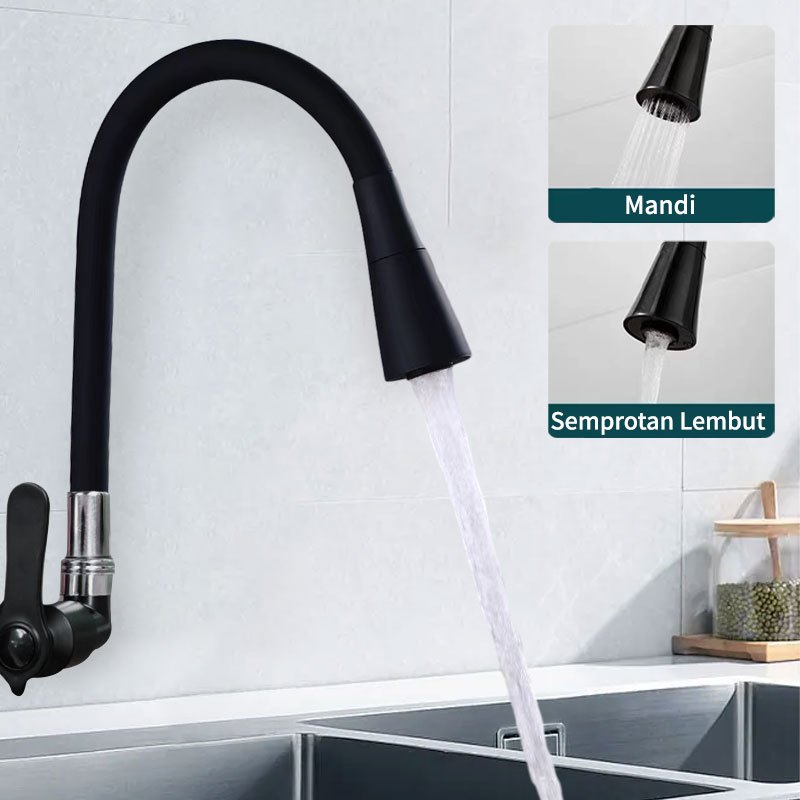 {FREEONGKIR} GAN SUS304 HITAM KRAN ANGSA WARNA KRAN DAPUR KRAN WASTAFEL KRAN ANGSA TEMBOK FLEKSIBEL