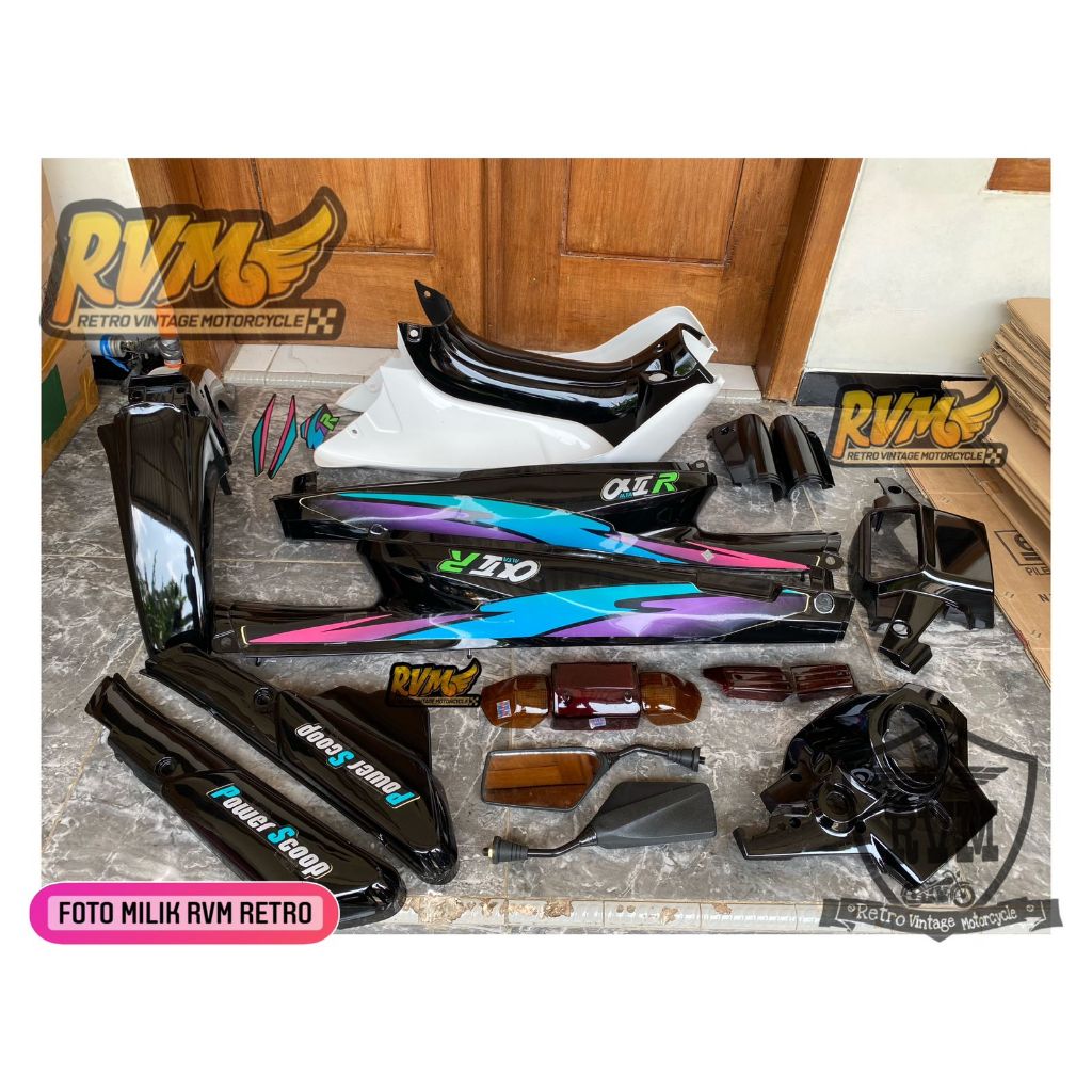 paket body alfa body Yamaha Alfa fullset cover body alfa 95 hitam Terlaris