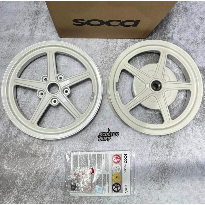 Velg Soca R-AS Front & Rear White Vespa Sprint Primavera S LX Ring 12