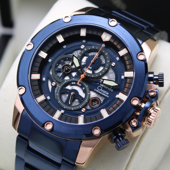[Recommended] Jam Alexander Christie Pria AC 6564 MC Navy Rosegold Original Garansi Resmi