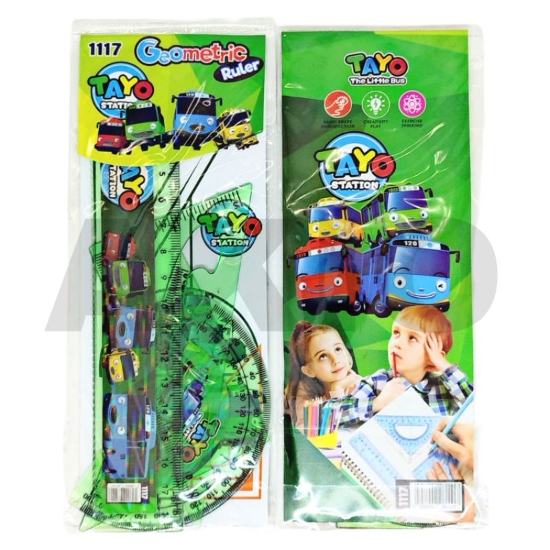 

Penggaris Set Lengkap 4 Pcs Karakter BUS TAYO 1117 Segitiga Busur Garisan Pola Murah