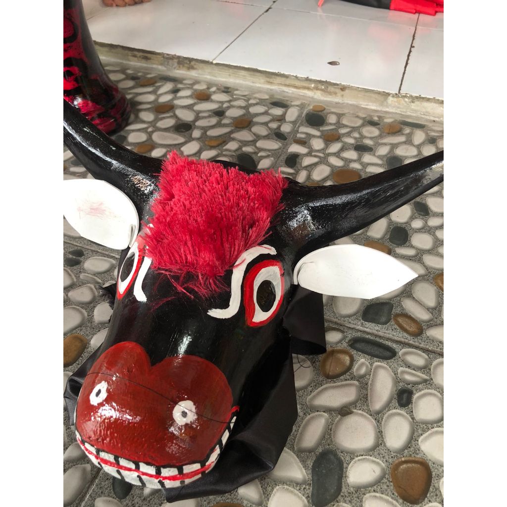 banteng bantengan kayu / Bantengan Anak Bantengan Kayu motif warna / Bantengan Jaran Kayu Ak Murah