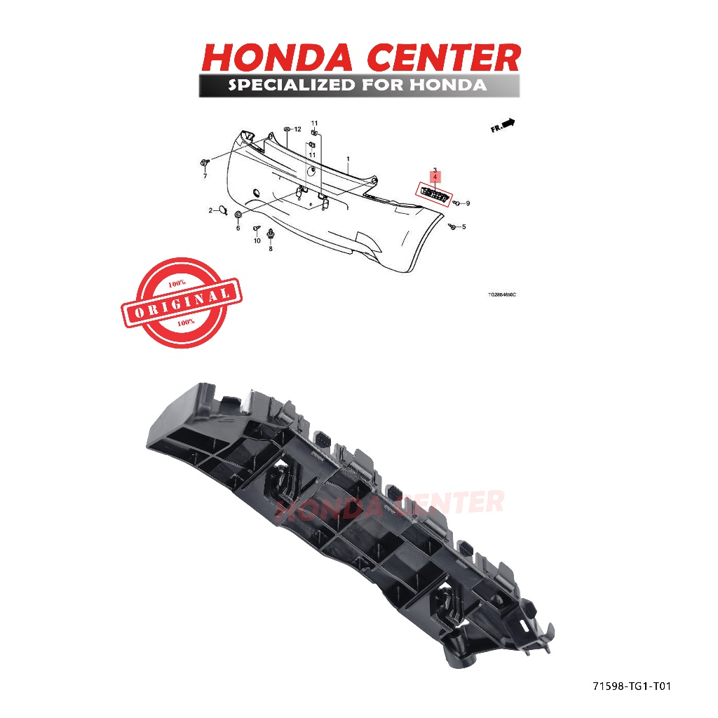 Breket Spacer Bumper Bemper Belakang Kiri Honda Brio 2013 2014 2015 2016 2017