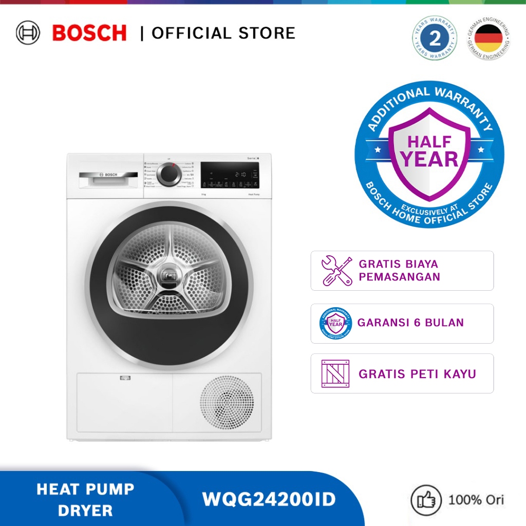 Bosch WQG24200ID Pengering Pakaian dengan Pemompa Panas 9kg