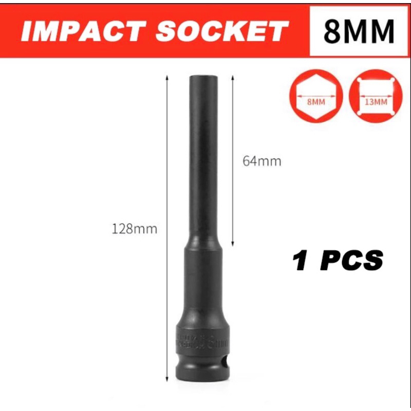 Mata kunci shock cover / bak / blok cvt / kunci bak cover cvt matic 8 mm / mata sock panjang 8 mm 6P