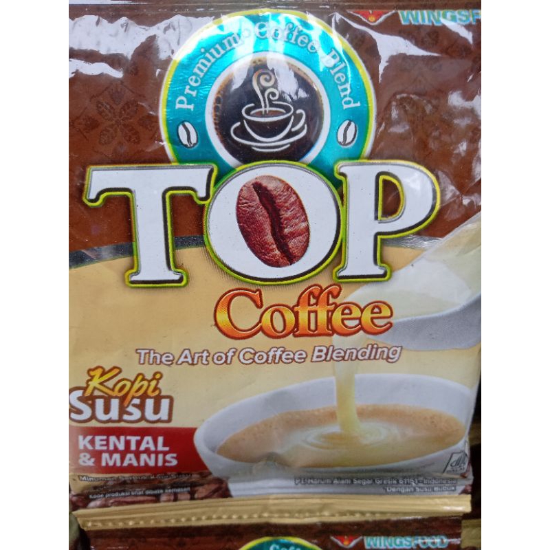 

top kopi susu kental manis per renceng isi 10 sachet