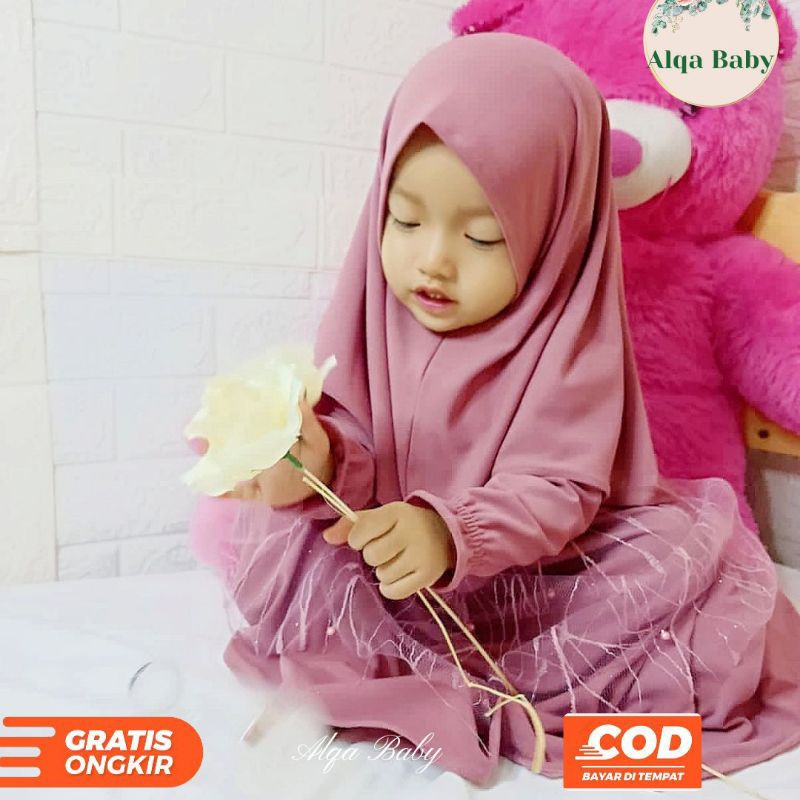Set Gamis Bayi Baru Lahir Jersey Brokat Dress Pesta Anak Aqiqah
