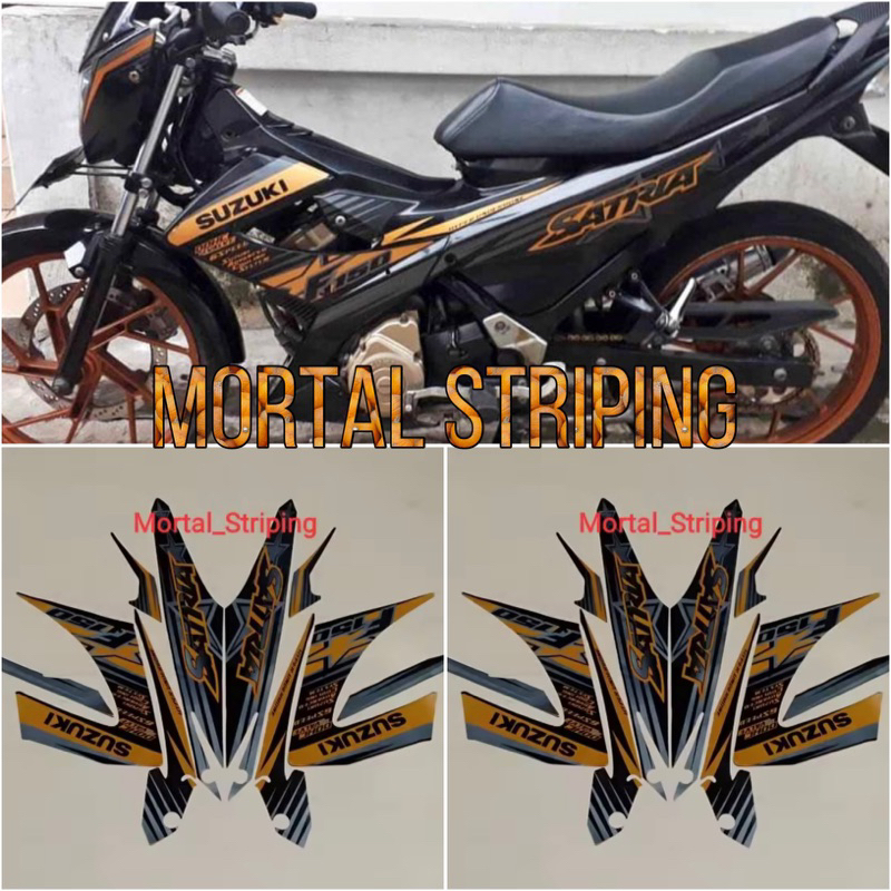 STICKER STRIPING FULL SET LIS LIST BODI SUZUKI SATRIA FU F150 FACELIFT 2014 2015 WARNA HITAM GOLD