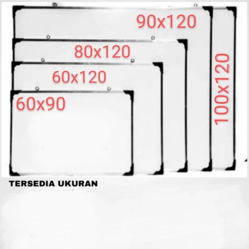 Papan Tulis Whiteboard Ukuran 60x90 / 60x120 / 80x120 / 90x120 / 100x120