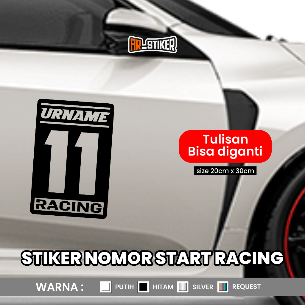 Cutting stiker nomor start racing pintu mobil custom