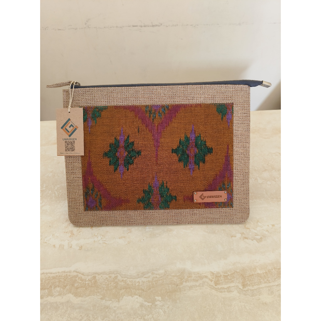 UwaisGen Tas Laptop Pria Wanita Tas Goni Endek Souvenir Etnik Bali Handmade Labis Bag 12 Inchi