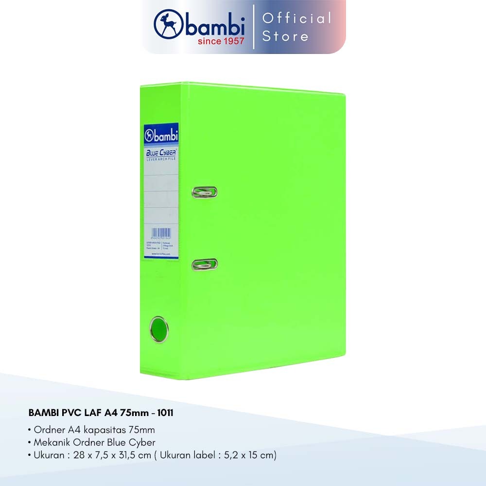 

Bambi Lever Arch File Ordner A4 Fluoro Green Jumbo Size 75 mm Original