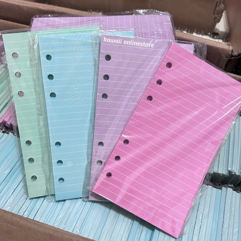 

40 Lembar Kertas Refill Binder A6 Loose Leaf Pastel Soft Color isi Notebook 6 Ring