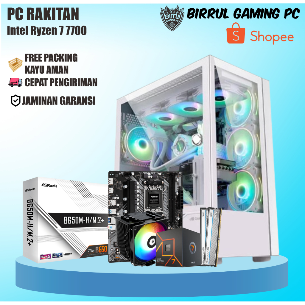Pc Gaming Ryzen 7 7700 I 16Gb ddr5 I 256Gb I 1tb I Rx 6500 Xt 4Gb