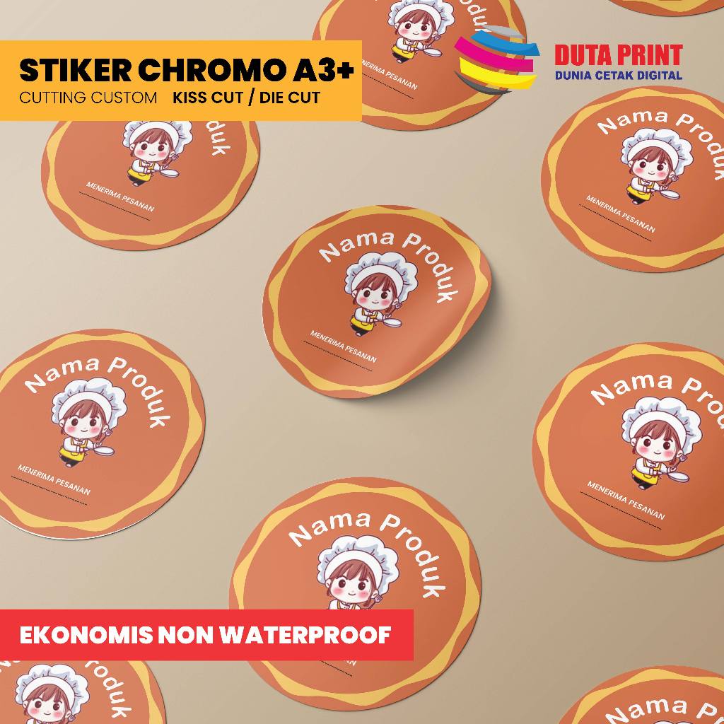 

Cetak Stiker Chromo Cut A3 Murah / Cetak Stiker Label Kemasan
