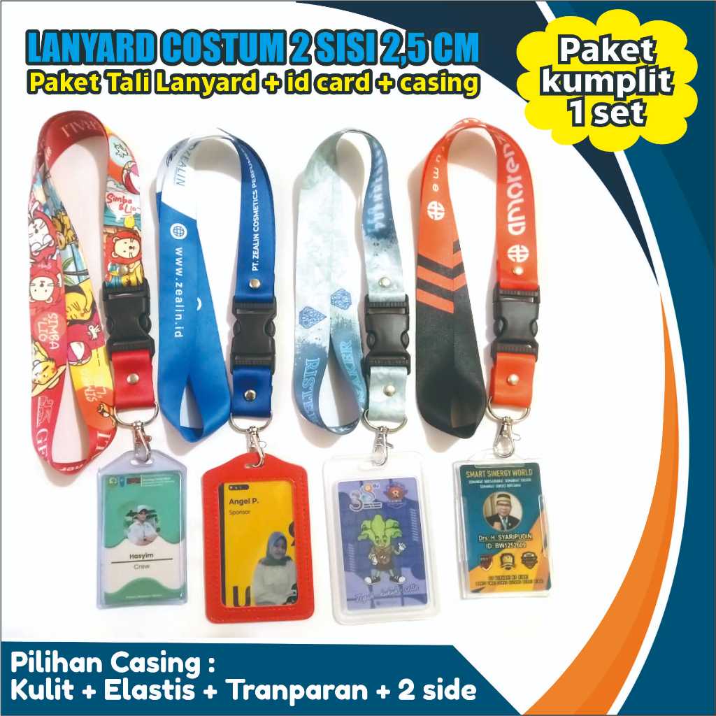 

SATU SET PAKET 2,5 CM TALI LANYARD + ID CARD + CASE