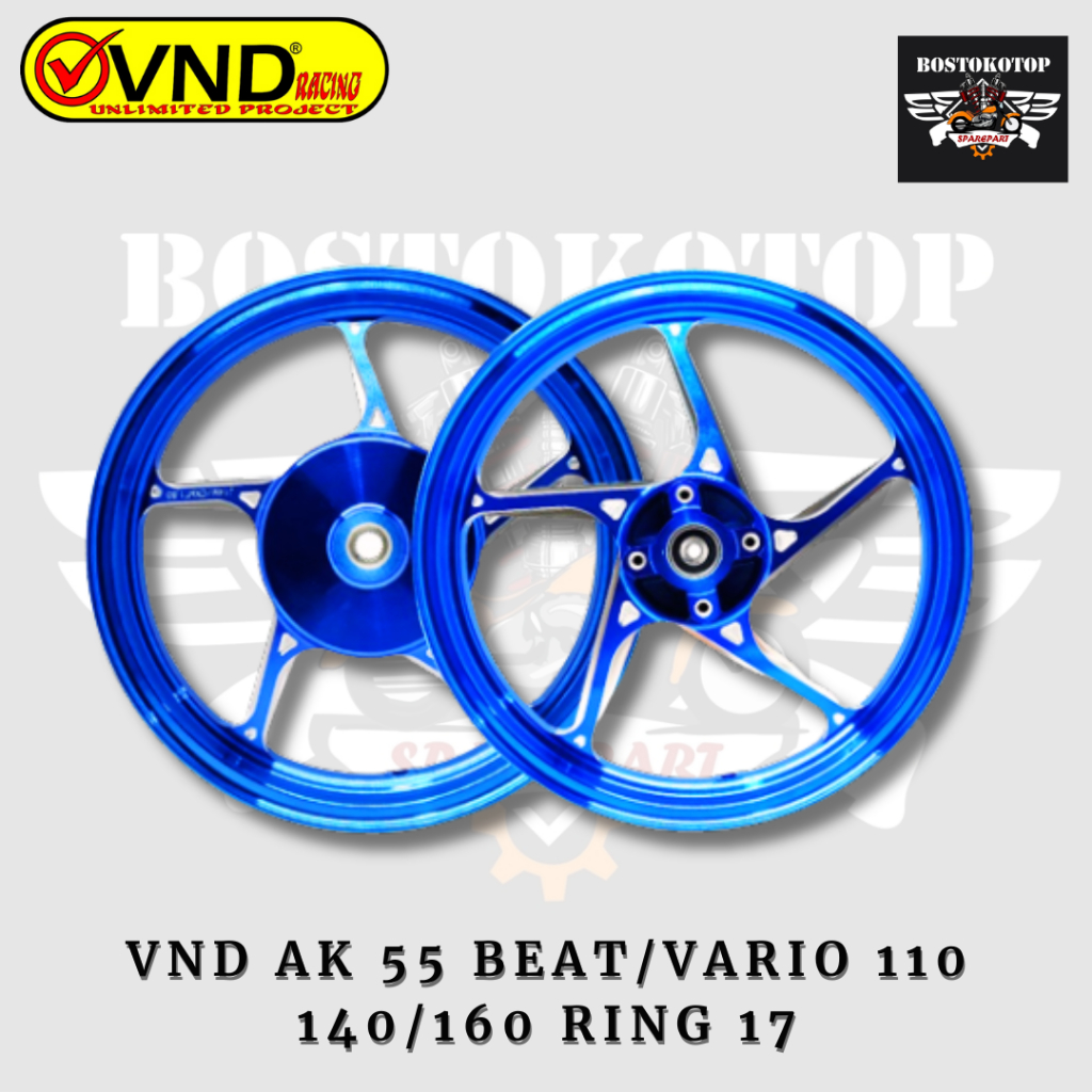 VND Velg Racing AK 55 Ukuran 140 160 Ring 17 Beat Vario 110 Scoopy Old Spacy Genio Set Depan Belakan